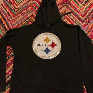 Victoria’s Secret PINK NFL Pittsburgh Steelers Hooded Sweatshirt GORGEOUS BLING